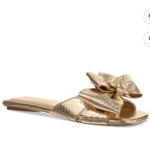 •ON 34TH• Jazminn Bow Slip-On Slide Flat Sandals >> gold >> size 5 (no box)